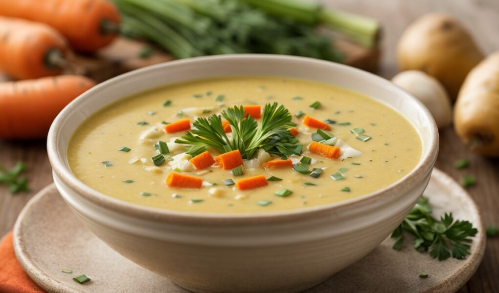 Potato carrot leek soup