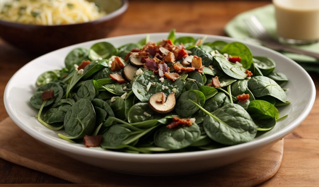 Warm spinach salad