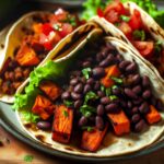 Sweet Potato & Black Bean Tacos - Smoky and flavorful vegan tacos with roasted sweet potatoes and black beans