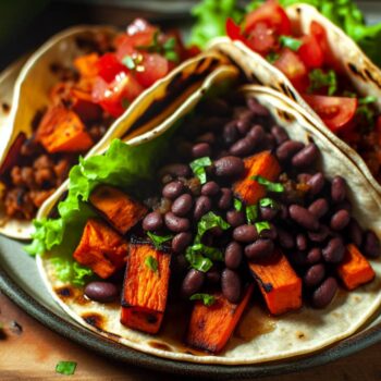 Sweet Potato & Black Bean Tacos - Smoky and flavorful vegan tacos with roasted sweet potatoes and black beans